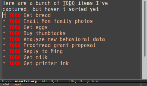 An unordered list of tasks