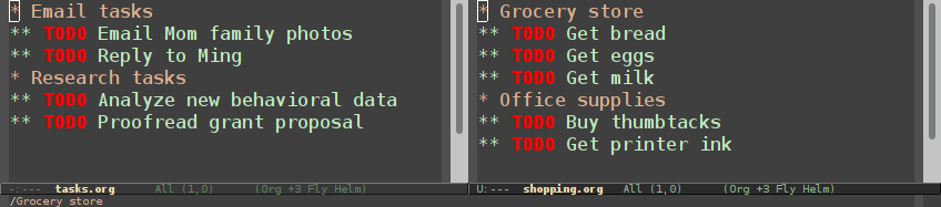 Tasks refiled into proper headings